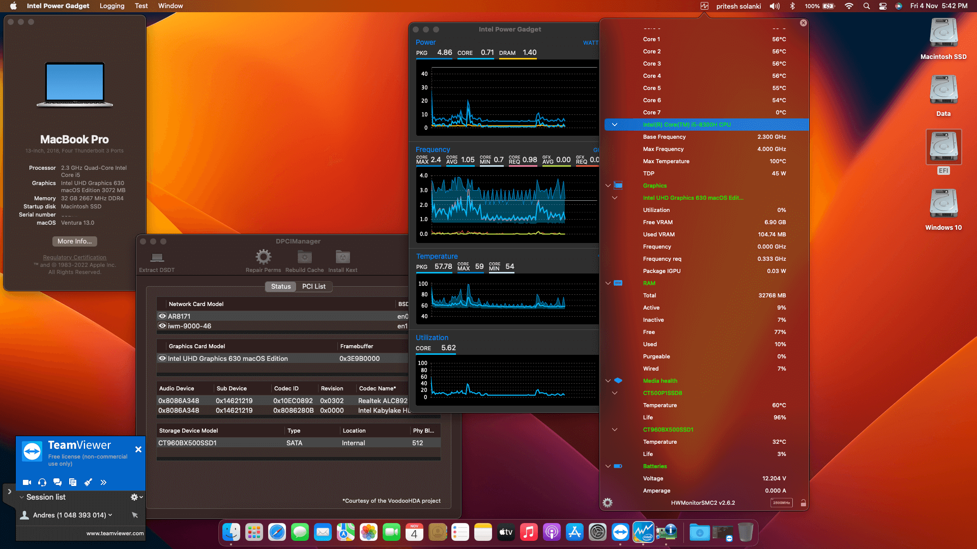 Success Hackintosh macOS Ventura 13.0 Build 22A380 in MSI Gaming GL63 8RC-262IN